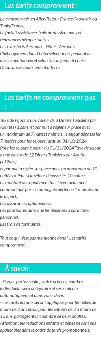 Conditions tarifaires