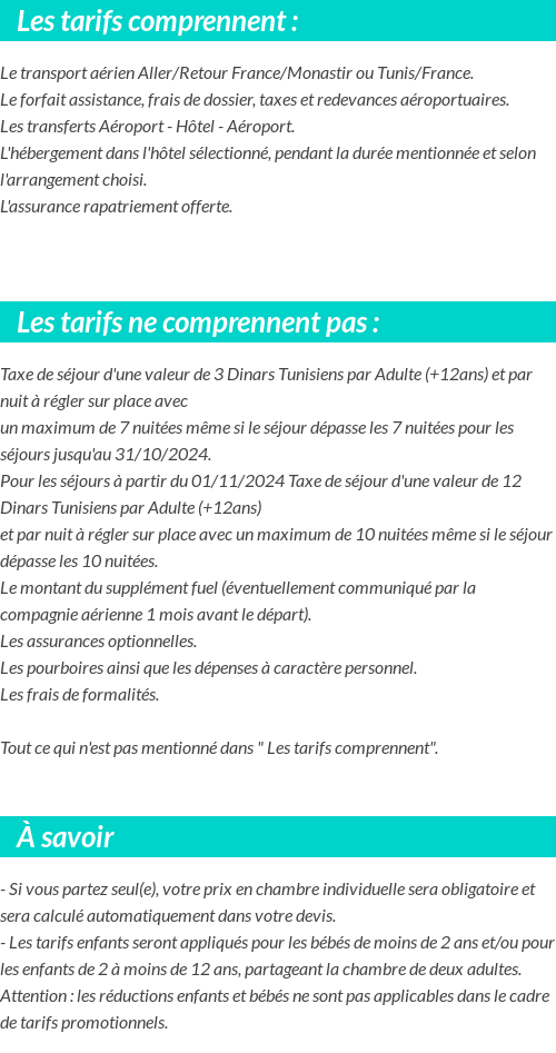 Conditions tarifaires