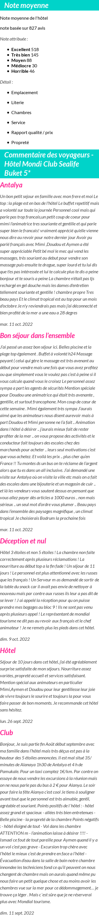 Avis clients