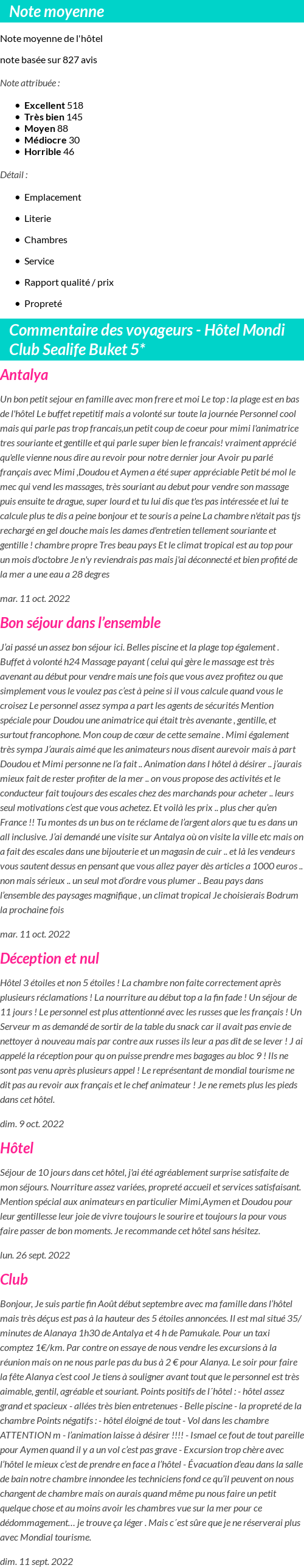 Avis clients