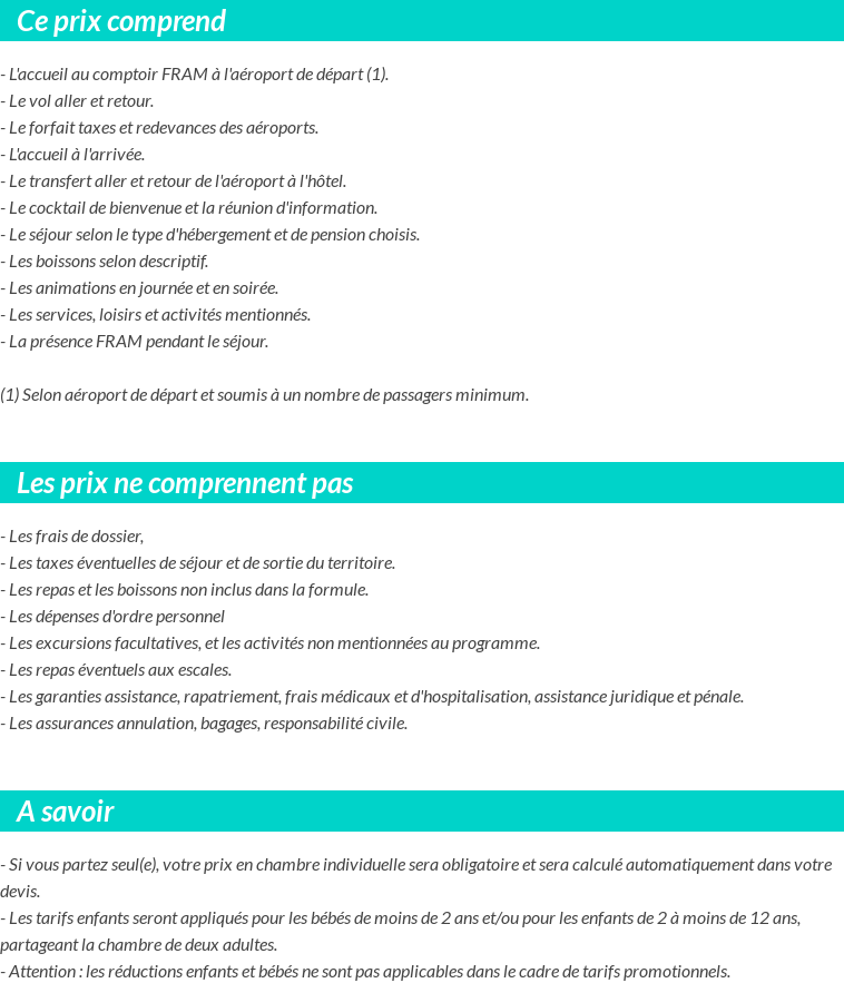 Conditions tarifaires