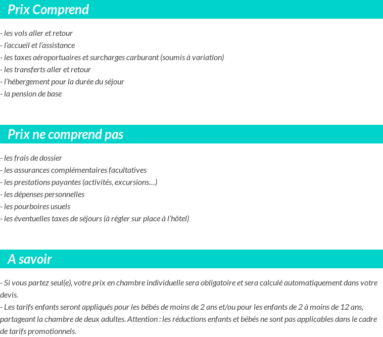 Conditions tarifaires