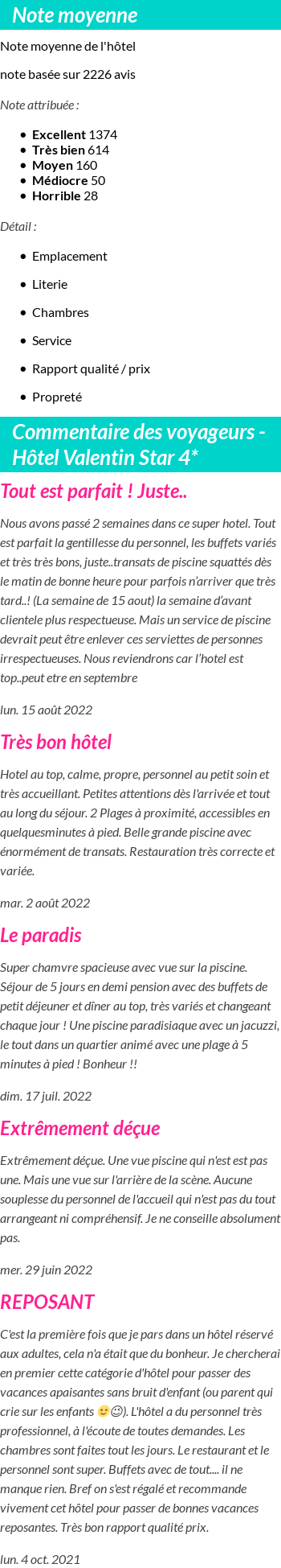 Avis clients