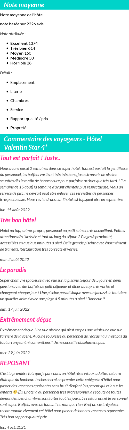 Avis clients