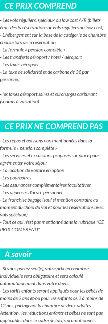 Conditions tarifaires