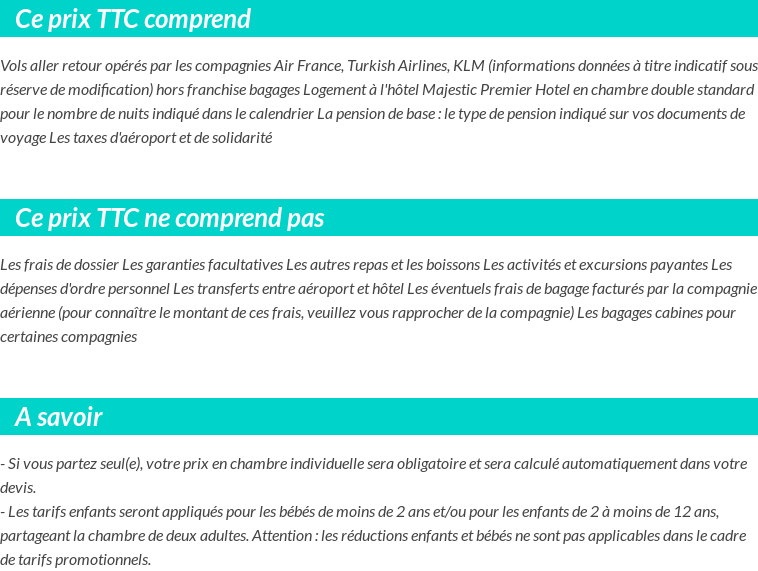 Conditions tarifaires