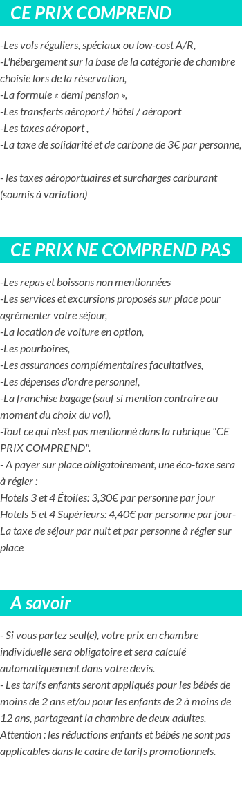 Conditions tarifaires