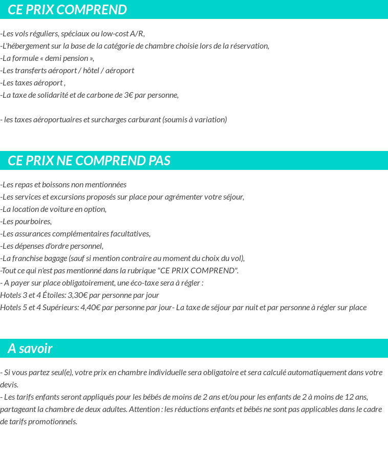 Conditions tarifaires