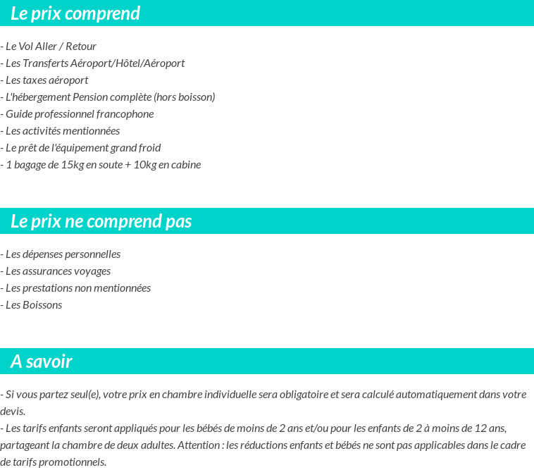 Conditions tarifaires