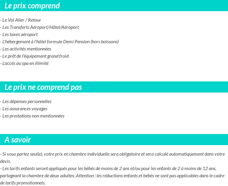 Conditions tarifaires