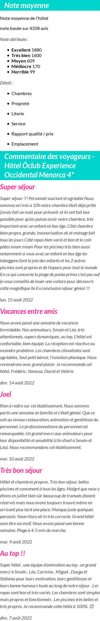 Avis clients