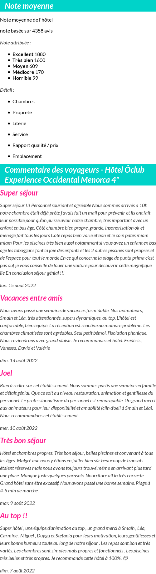 Avis clients