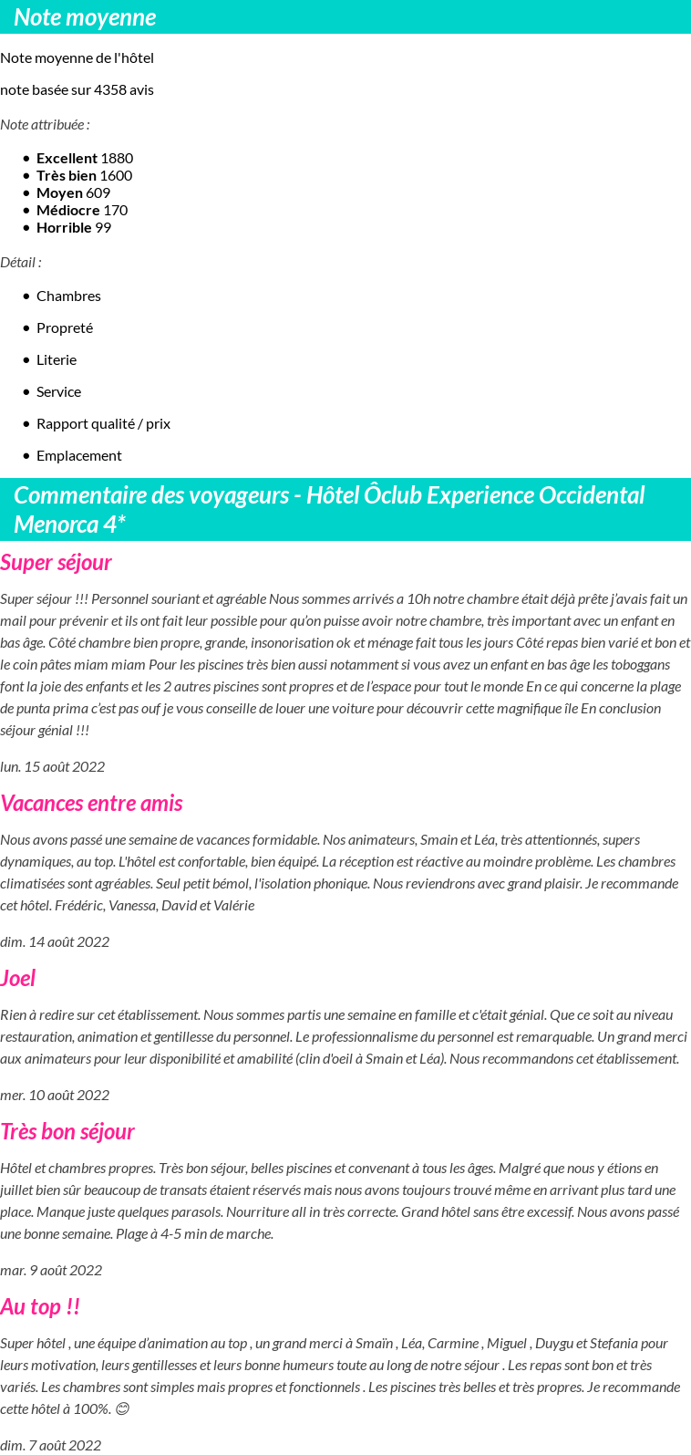 Avis clients