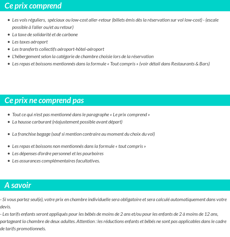 Conditions tarifaires