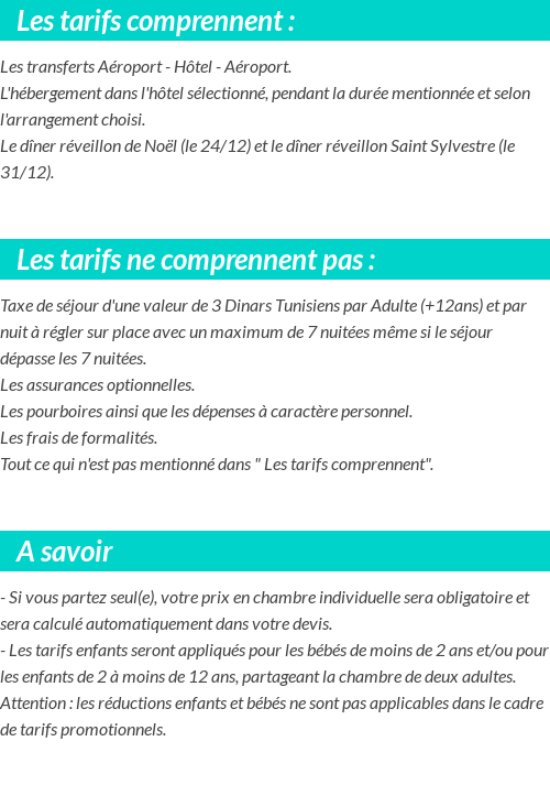 Conditions tarifaires