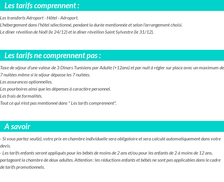 Conditions tarifaires