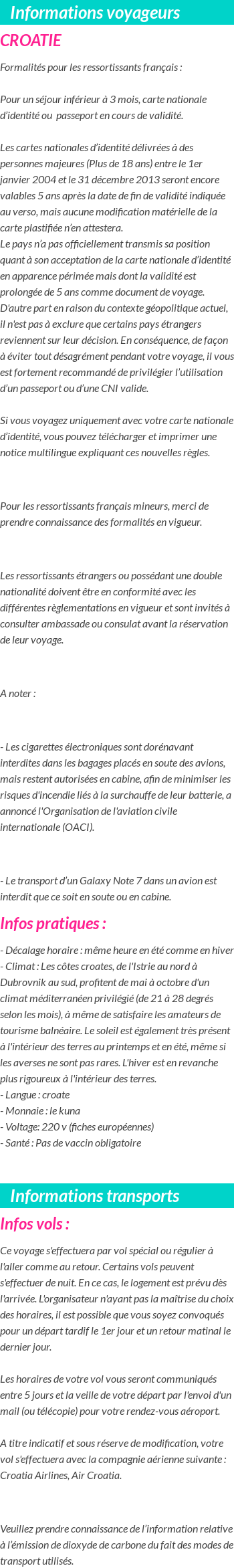 Formalités et infos voyageurs
