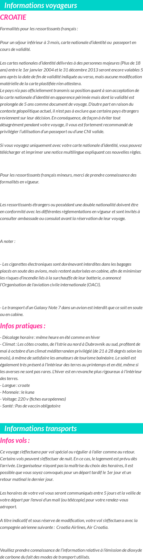 Formalités et infos voyageurs