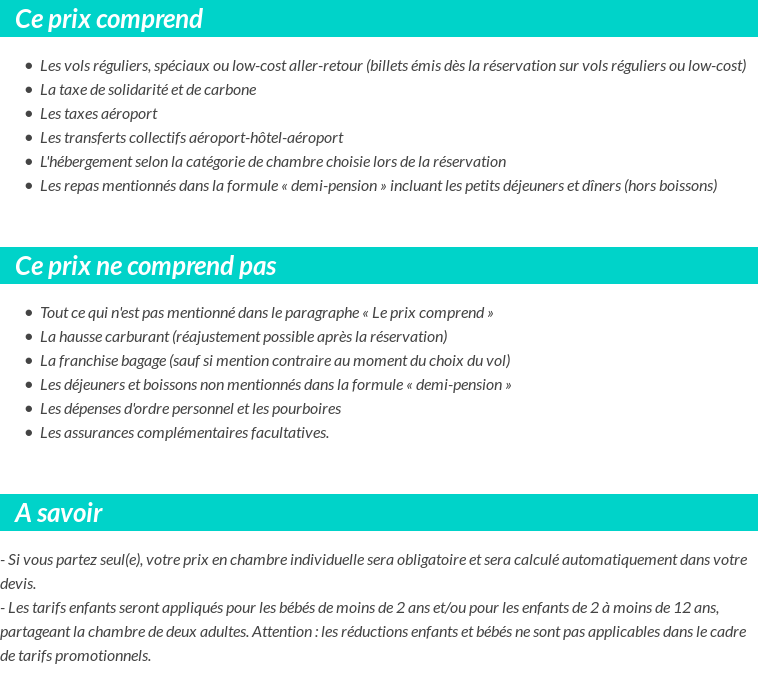 Conditions tarifaires