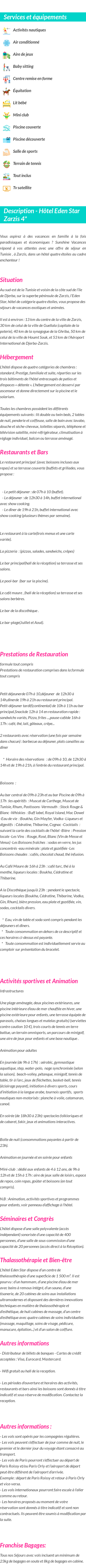 Détails du séjour