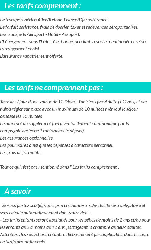 Conditions tarifaires