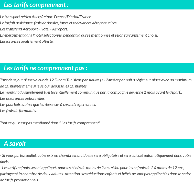 Conditions tarifaires