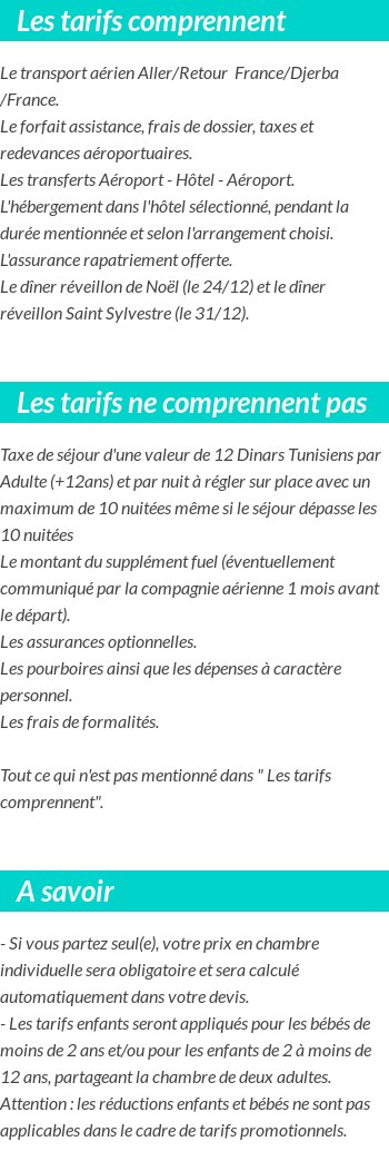 Conditions tarifaires