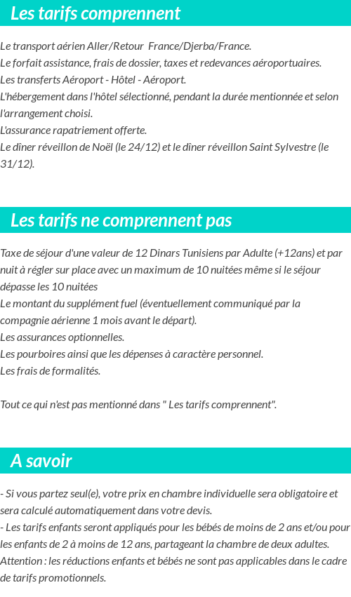 Conditions tarifaires