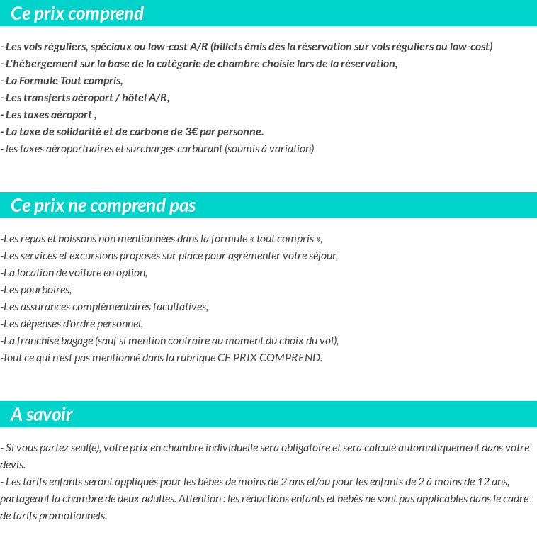 Conditions tarifaires