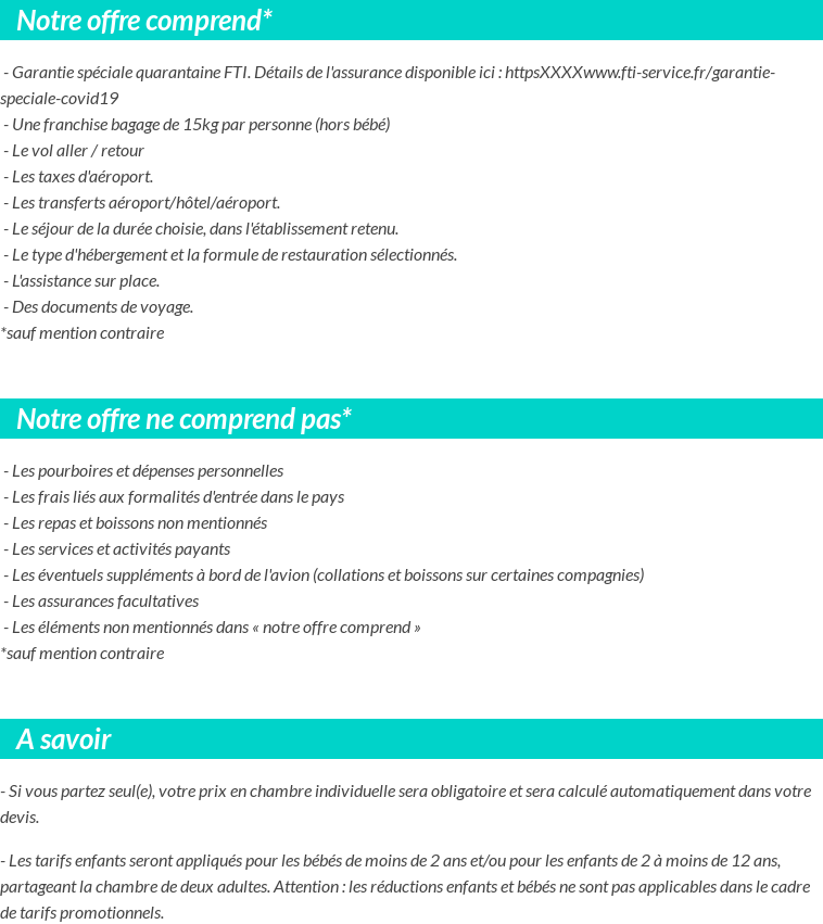 Conditions tarifaires