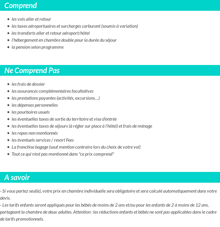 Conditions tarifaires