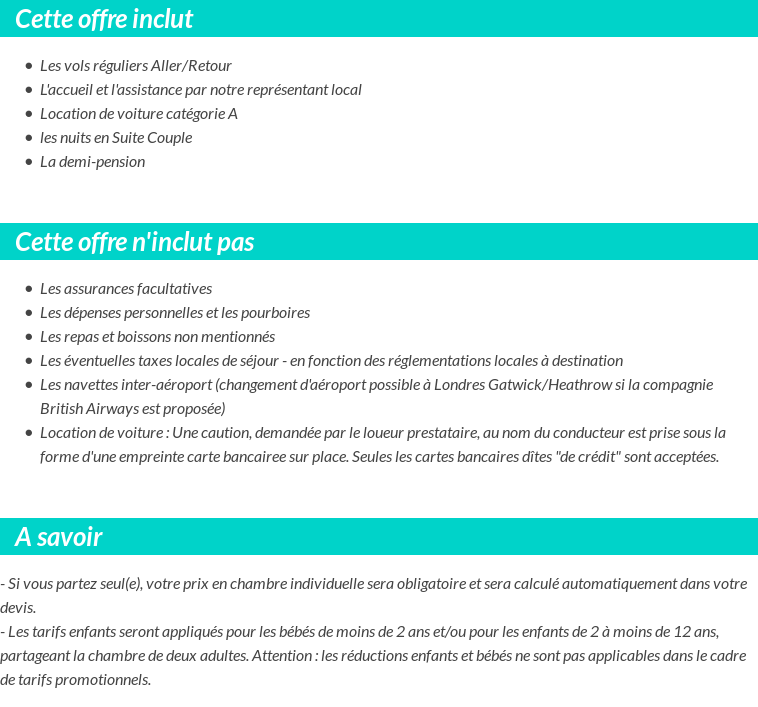 Conditions tarifaires