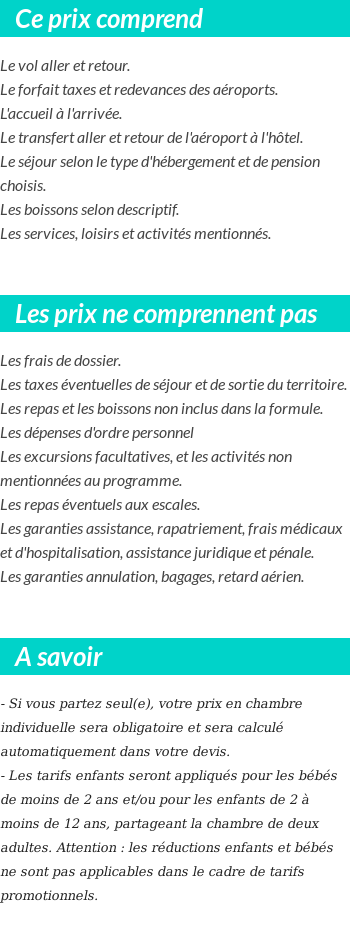 Conditions tarifaires