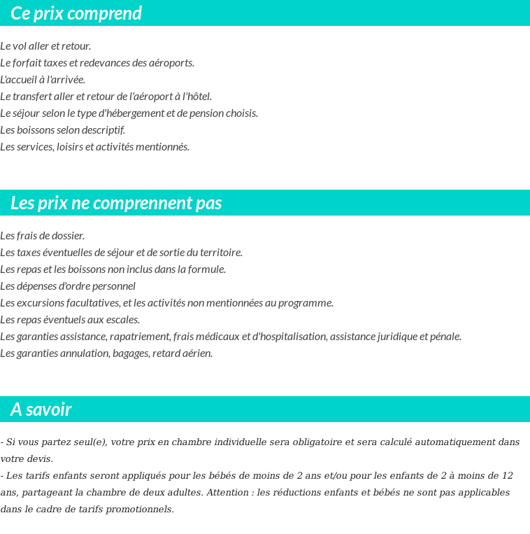 Conditions tarifaires