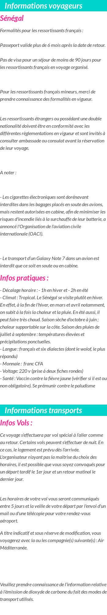 Formalités et infos voyageurs
