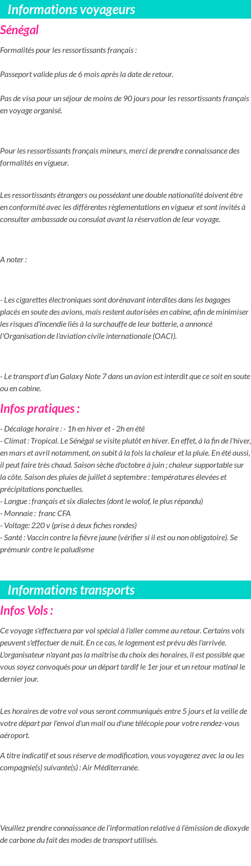 Formalités et infos voyageurs