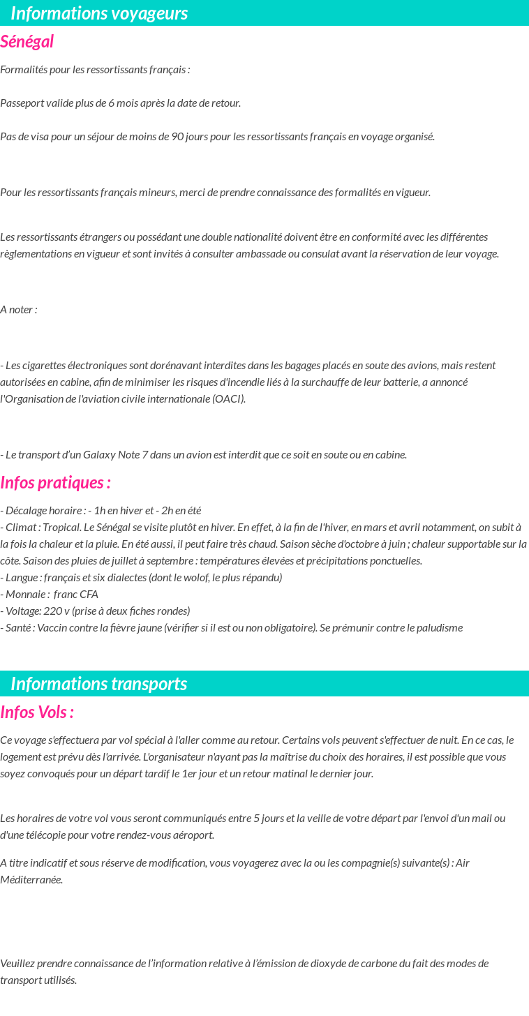 Formalités et infos voyageurs