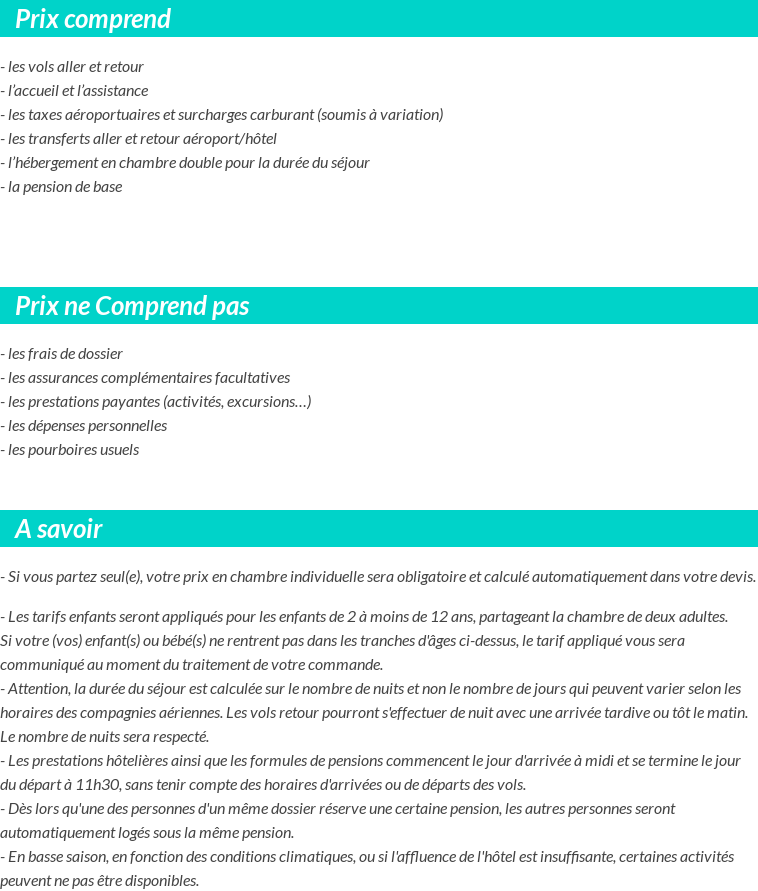 Conditions tarifaires