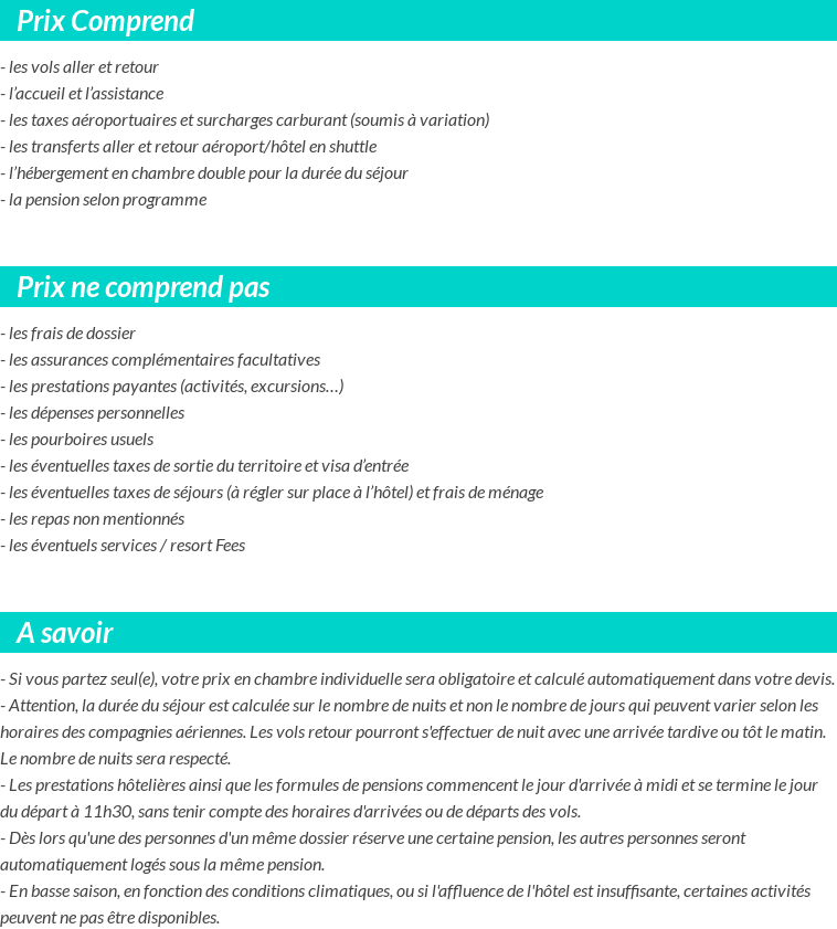 Conditions tarifaires