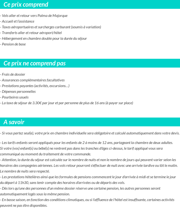 Conditions tarifaires