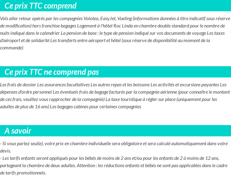 Conditions tarifaires