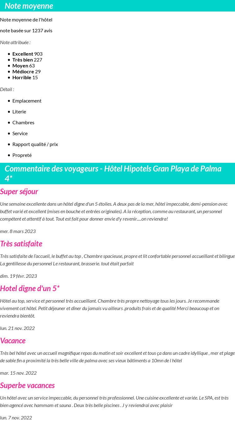 Avis clients