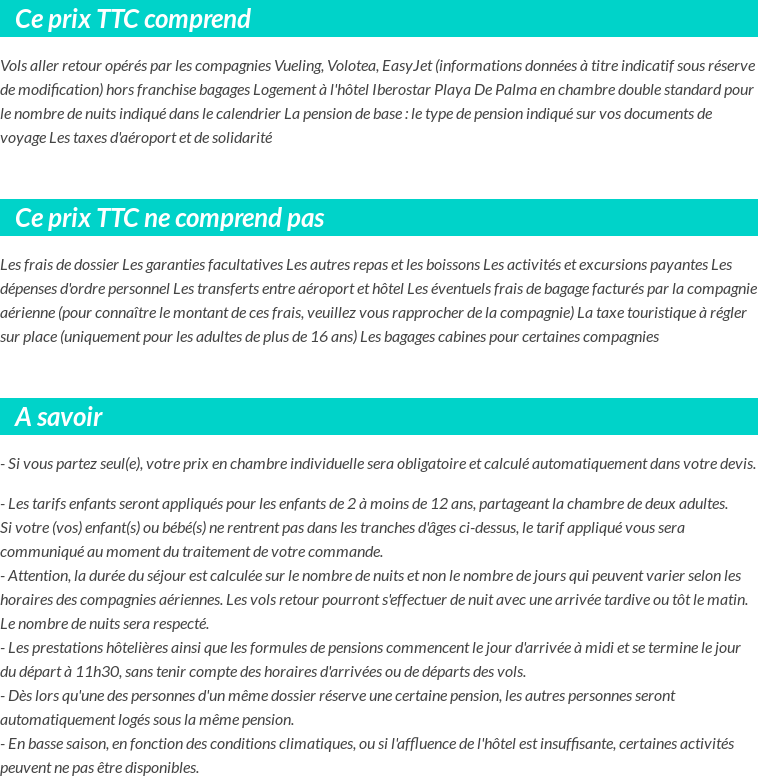 Conditions tarifaires