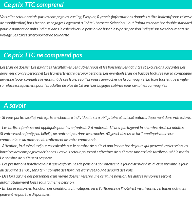 Conditions tarifaires