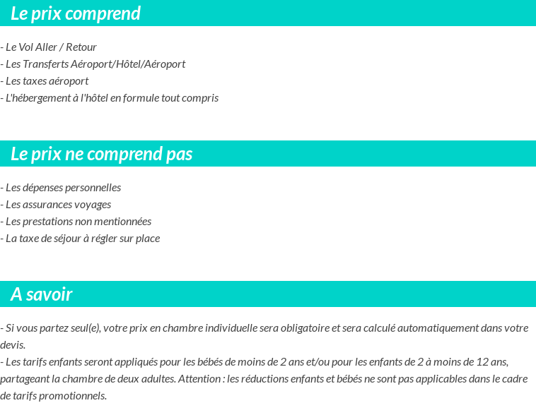 Conditions tarifaires