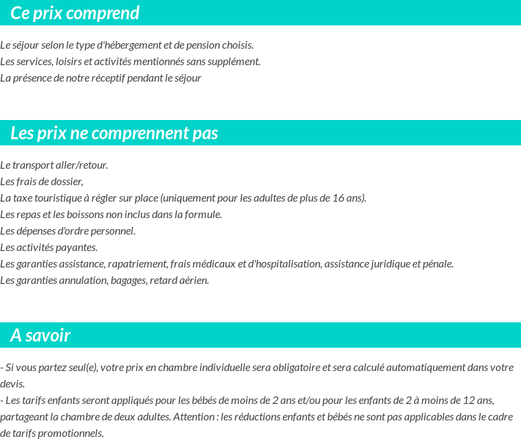 Conditions tarifaires