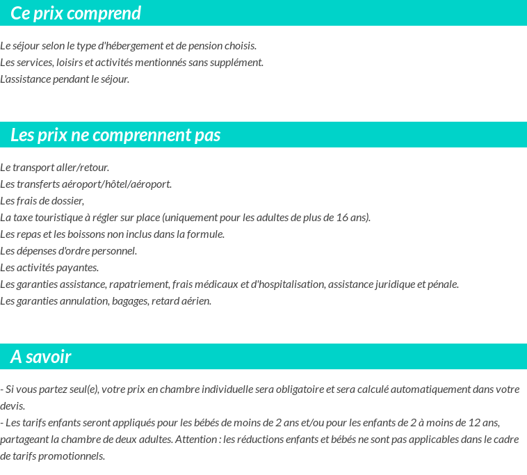 Conditions tarifaires