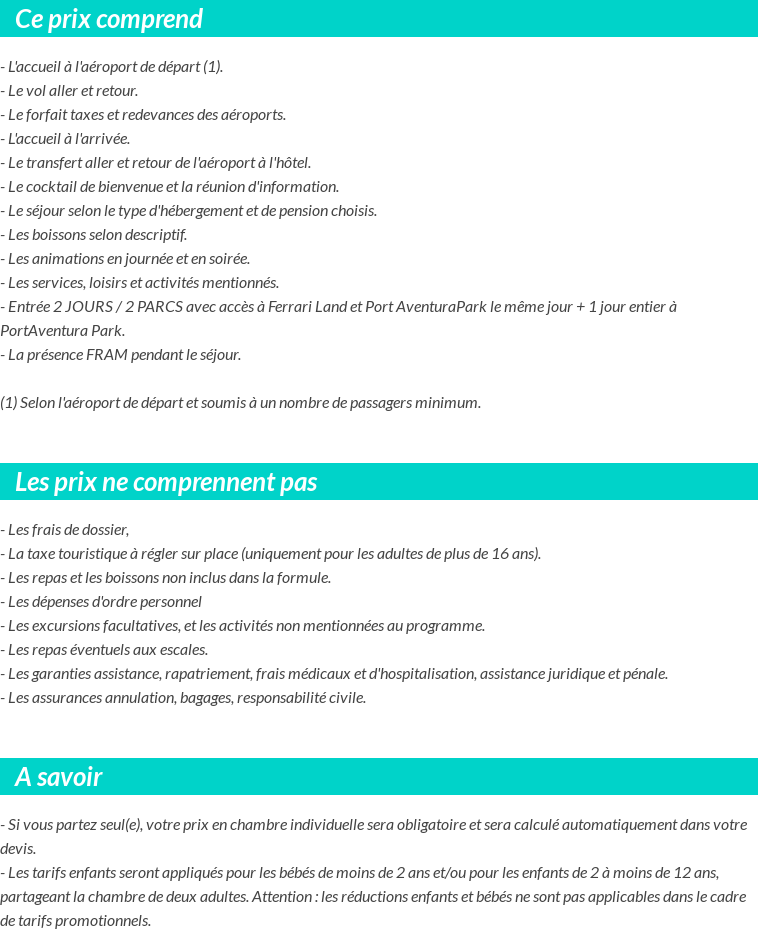 Conditions tarifaires