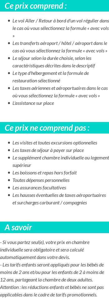 Conditions tarifaires