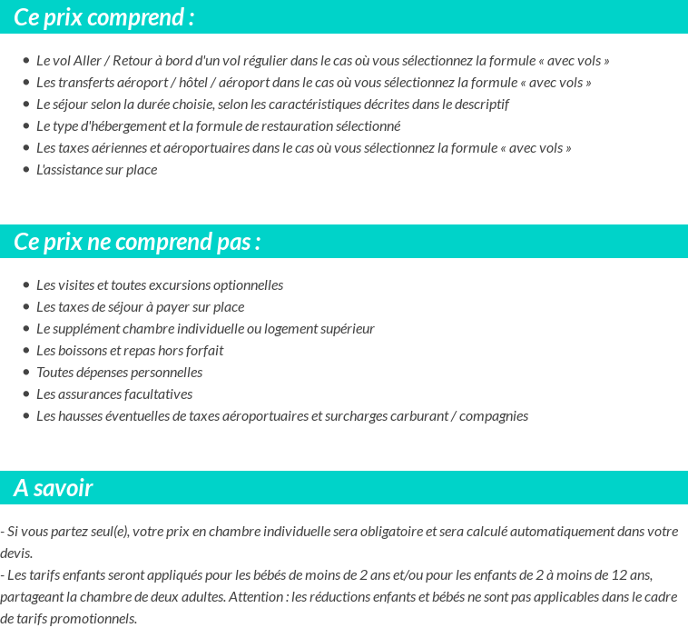 Conditions tarifaires